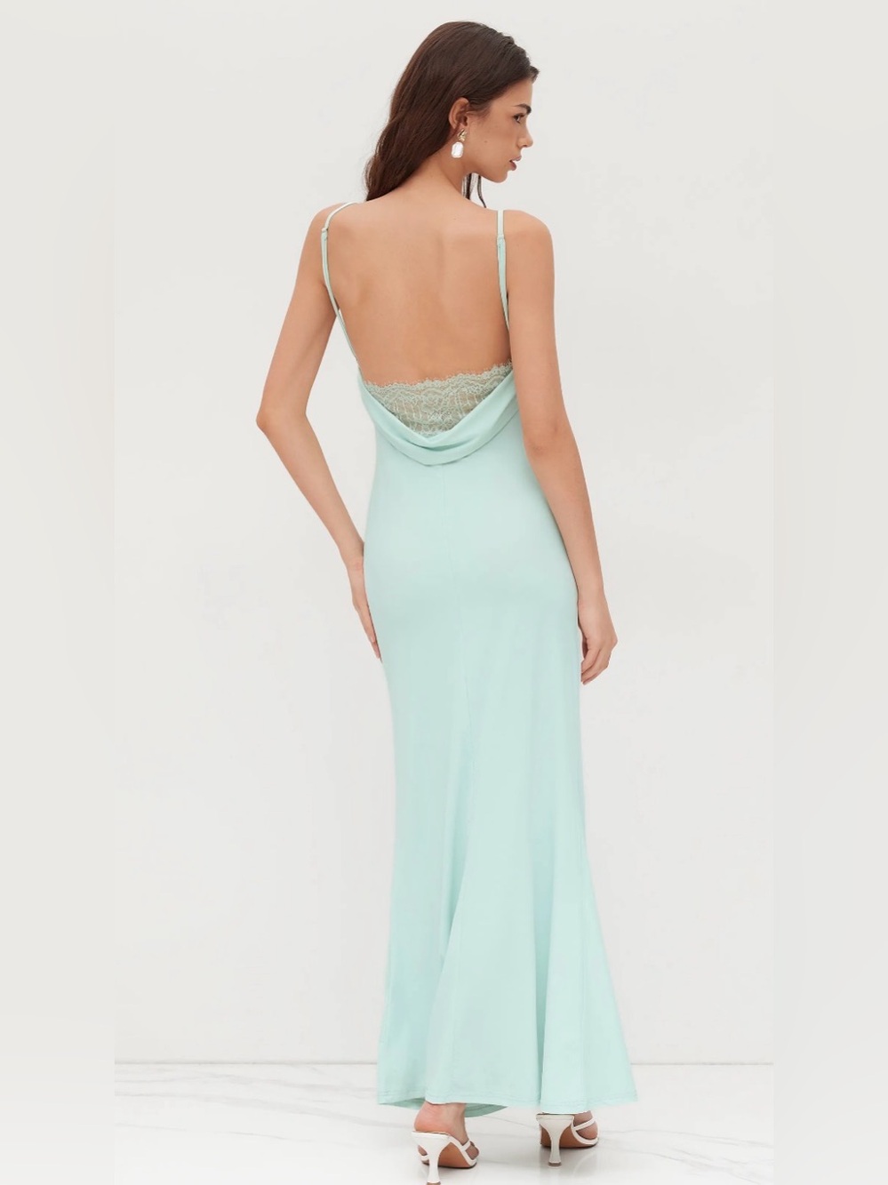 Mint Cowl Neck Ruched Strapless Maxi Dress Never Worn